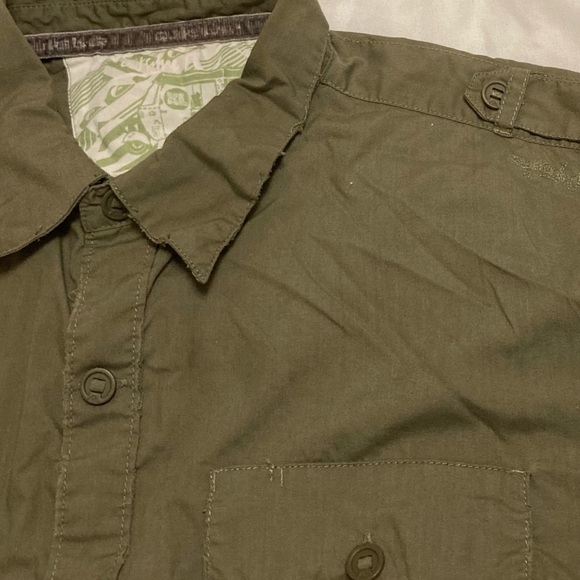 Quicksilver- Olive Green - Long Sleeve Casual Button Down Shirt - Picture 2 of 8
